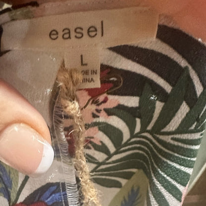 NWT SIZE L Easel Floral Print Romper - White, Red, Blue, Green