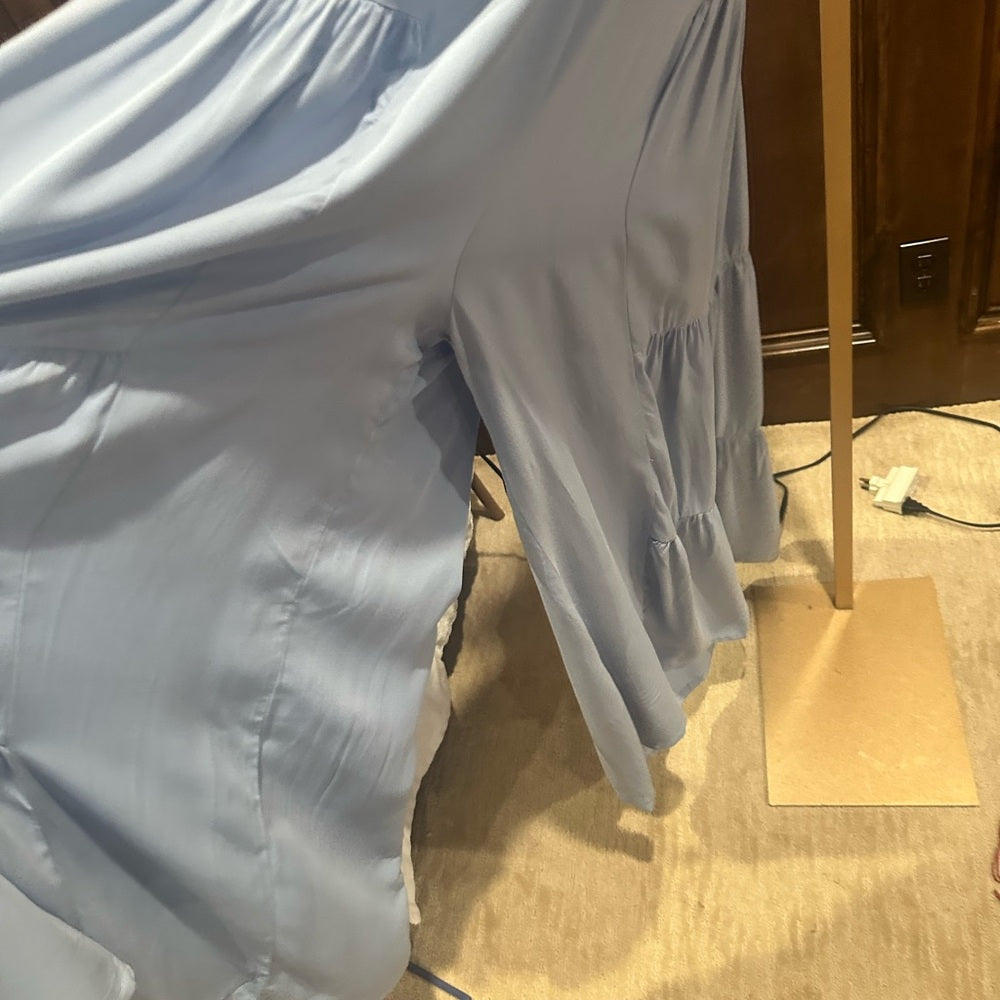 NWT SIZE L Elegant Sky Blue Ruffled Jumpsuit