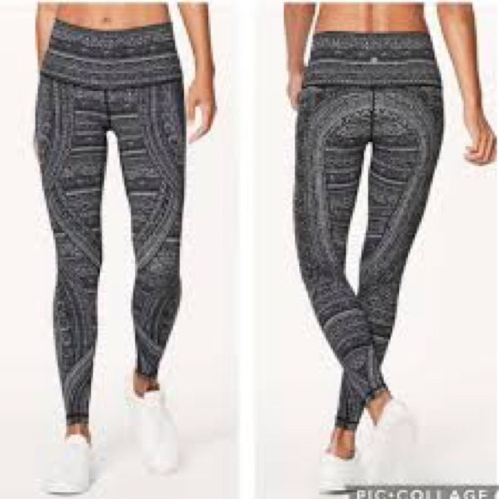 SIZE 12 Lululemon Athletica Black and Gray Swirl Leggings