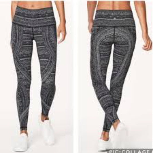 SIZE 12 Lululemon Athletica Black and Gray Swirl Leggings