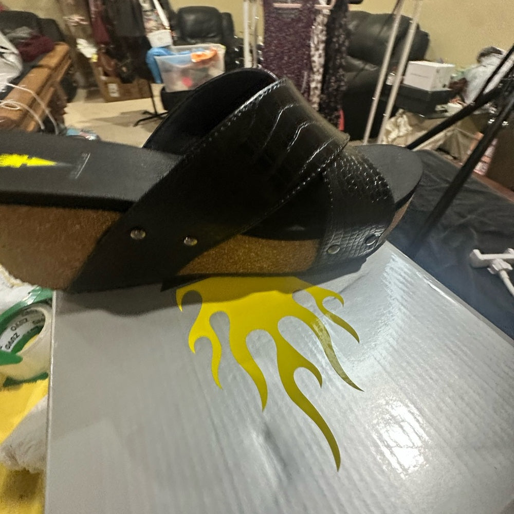 352. NEW SIZE 11 Volatile Black Croc-Embossed Wedges