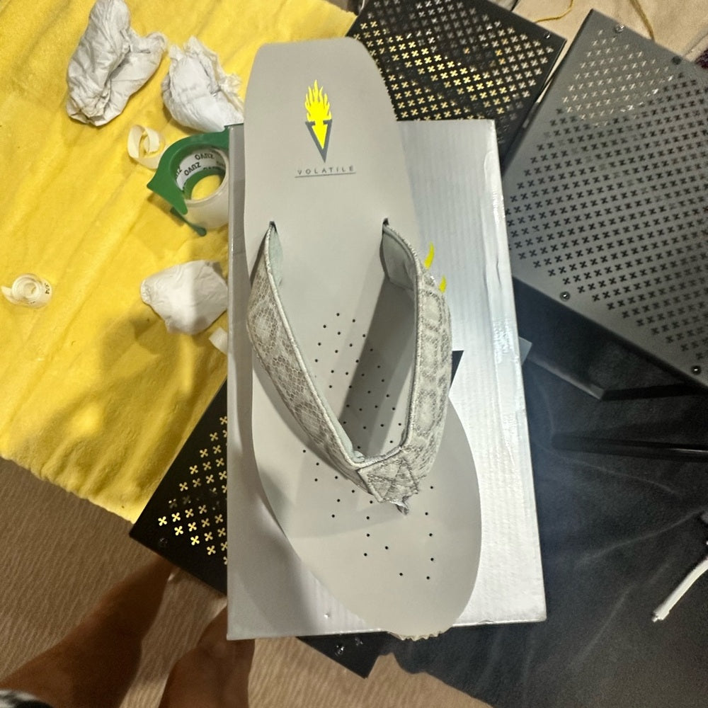 351. NEW SIZE 11 Volatile Silver and Gray Platform Flip-Flops