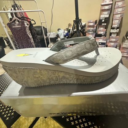 351. NEW SIZE 11 Volatile Silver and Gray Platform Flip-Flops