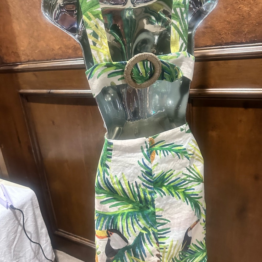 NWT SIZE S FARM Rio Tropical Leaf Print Mini Dress