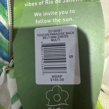 NWT SIZE S FARM Rio Tropical Leaf Print Mini Dress