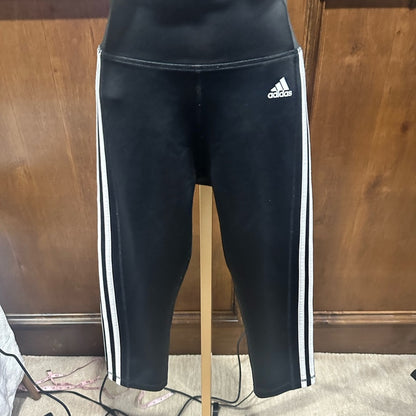 SIZE S adidas Black Capris with White Stripes