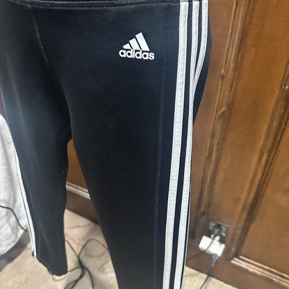 SIZE S adidas Black Capris with White Stripes