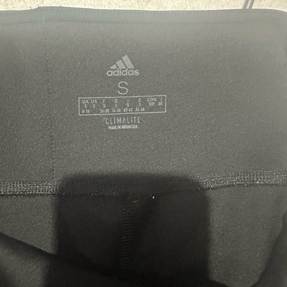 SIZE S adidas Black Capris with White Stripes