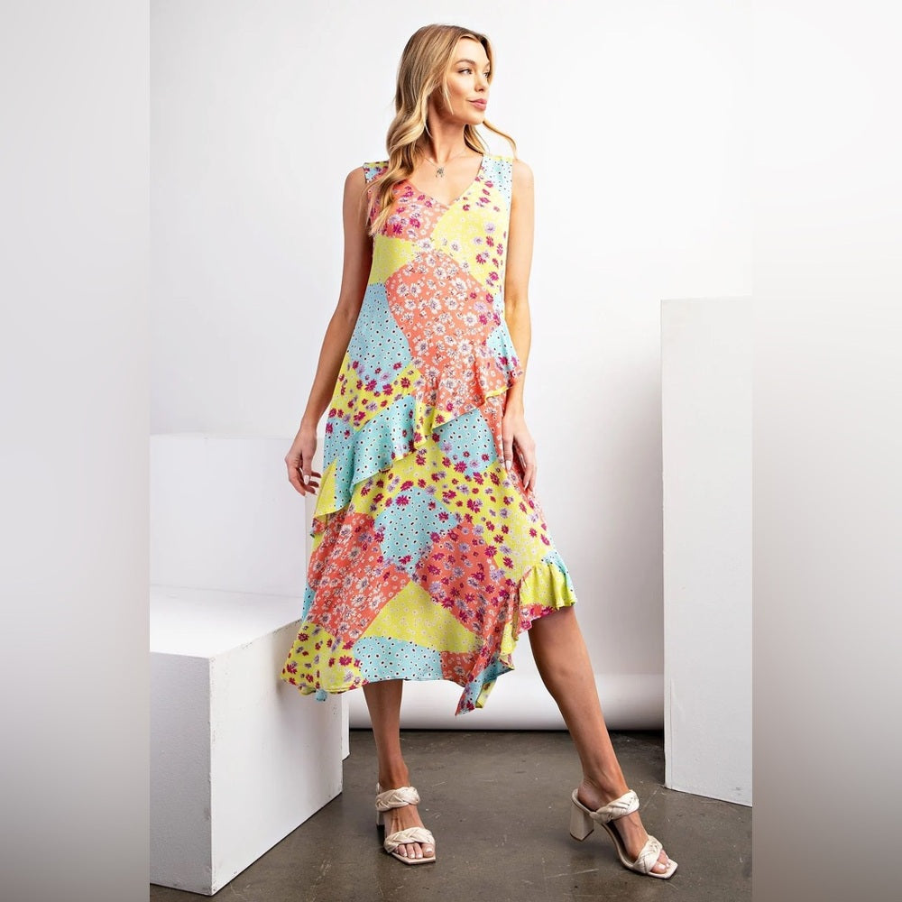 NWT SIZE S Easel Patchwork Dress - Multicolor