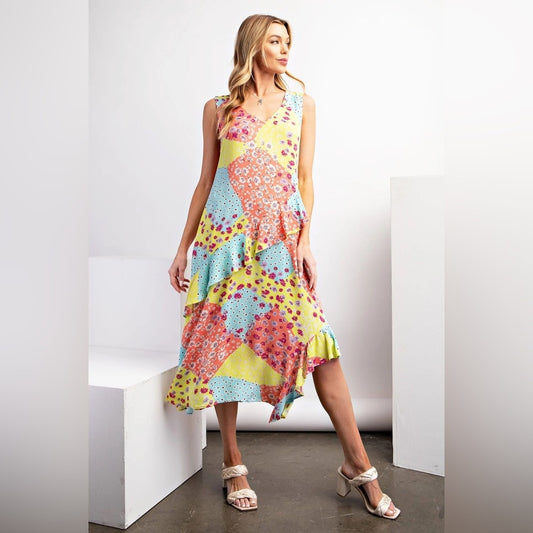 NWT SIZE S Easel Patchwork Dress - Multicolor