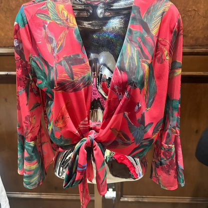 NWT SIZE S G by Giuliana Pink Floral Crop Top