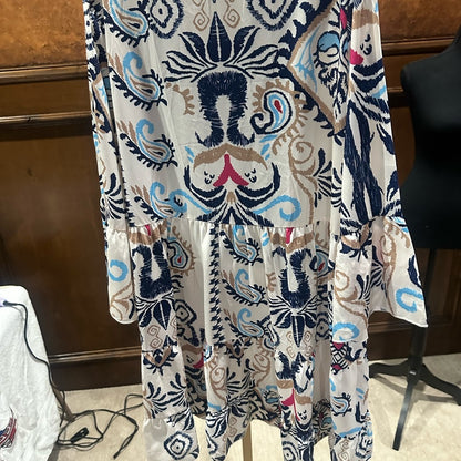 NWOT SIZE L Elegant Blue and White Midi Dress