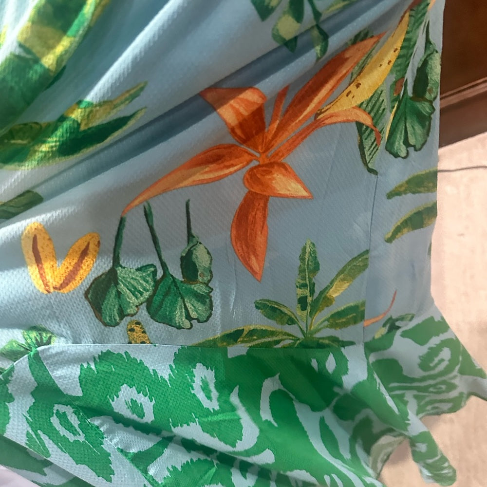 NWOT SIZE M G by Giuliana One Shoulder Dress with Tropical Green and Orange