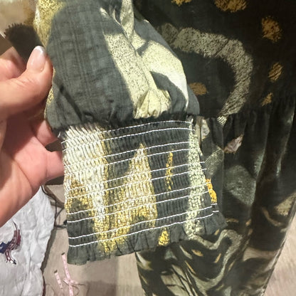 NWOT SIZE S G by Giuliana Elegant Green and Yellow Long Sleeve Dress