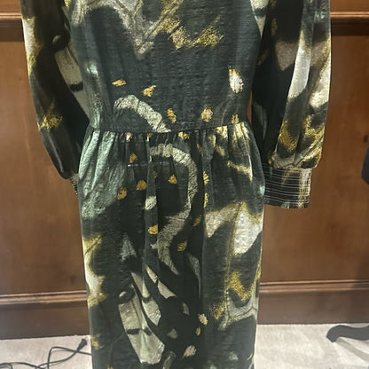 NWOT SIZE S G by Giuliana Elegant Green and Yellow Long Sleeve Dress