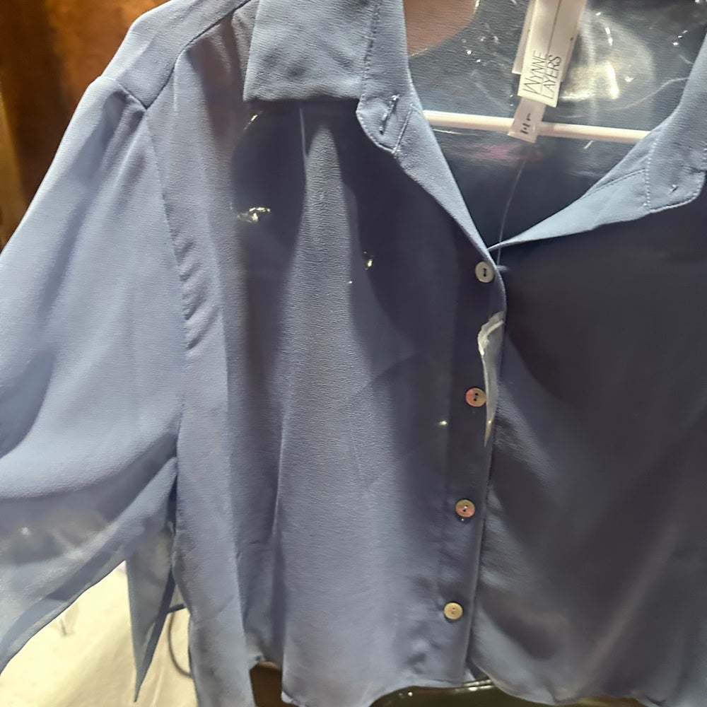 NWT SIZE L Chic Blue Button-Up Blouse