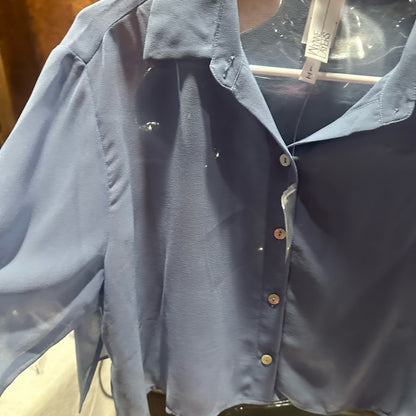 NWT SIZE L Chic Blue Button-Up Blouse