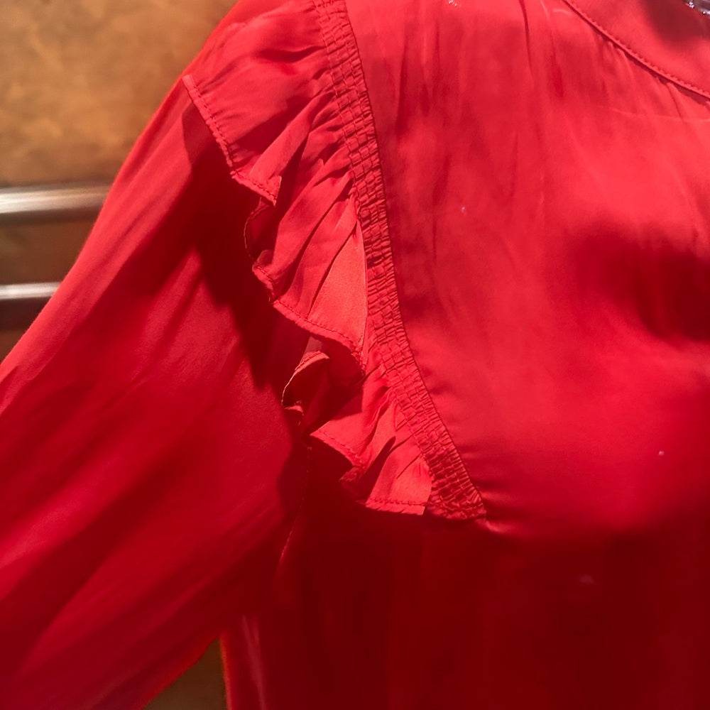 NWOT SIZE M Zidig & Voltaire Red Ruffle Blouse
