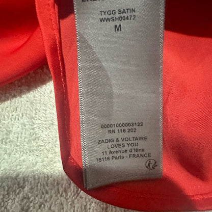 NWOT SIZE M Zidig & Voltaire Red Ruffle Blouse