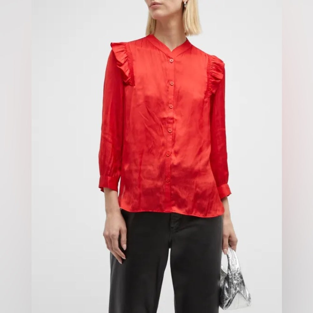 NWOT SIZE M Zidig & Voltaire Red Ruffle Blouse