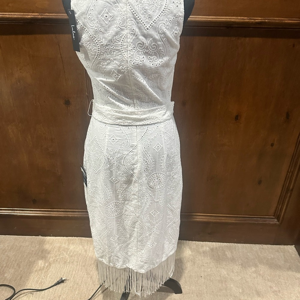 NWT SIZE S Lulus Chic White Fringe Midi Dress