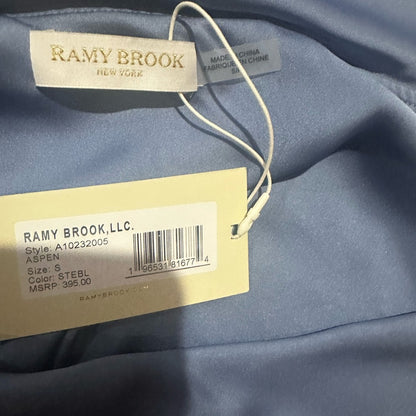 NWT SIZE S Ramy Brook One-Shoulder Satin Top in Light Blue