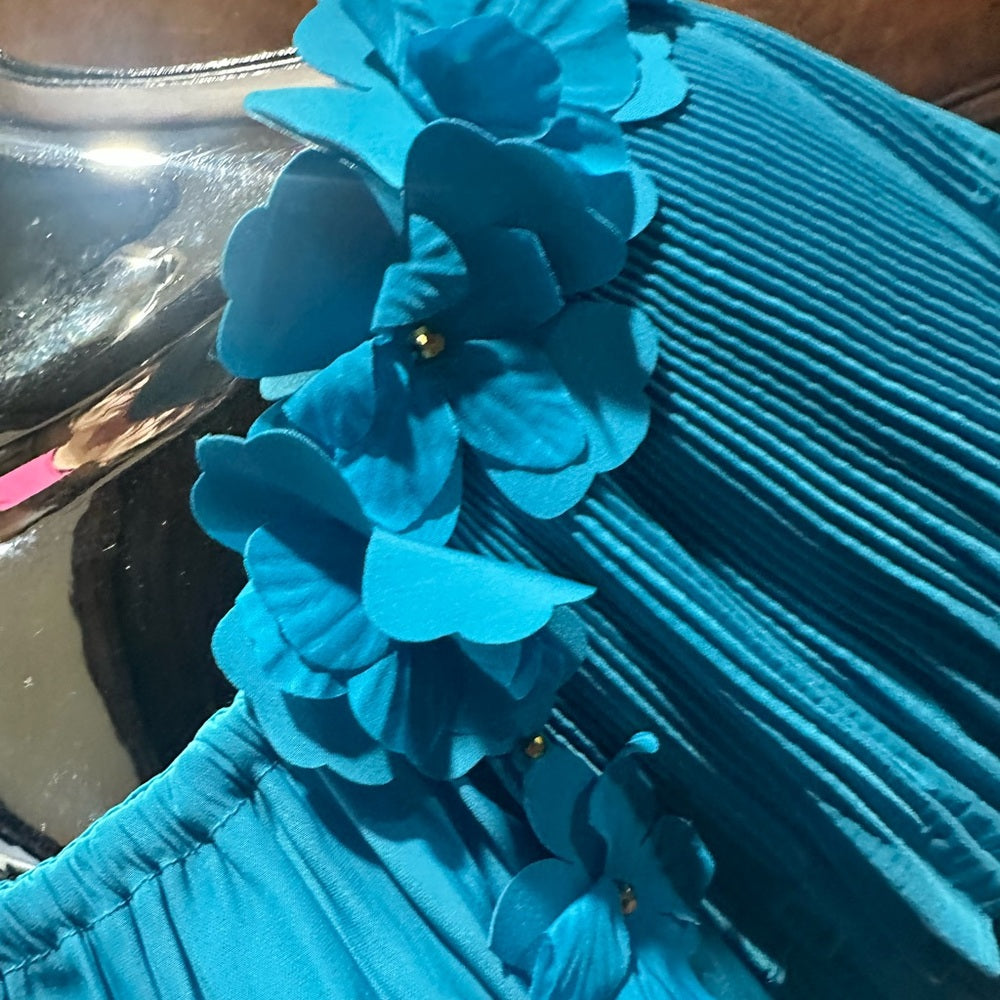 NWT SIZE XS Ramy Brook Blue Off-Shoulder Ruffle Blouse