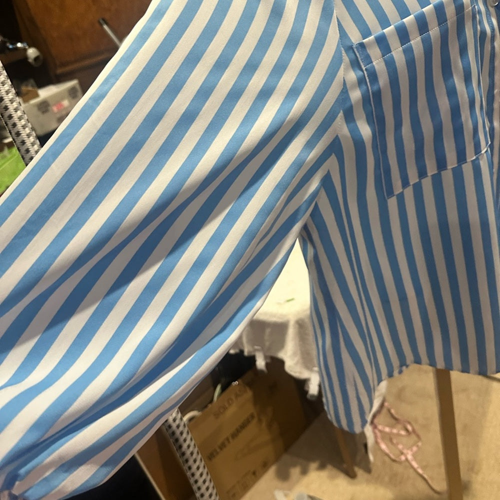 NWOT SIZE S/M BiBi Blue and White Striped Blouse