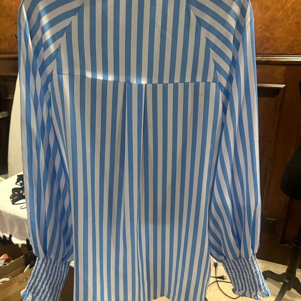 NWOT SIZE S/M BiBi Blue and White Striped Blouse