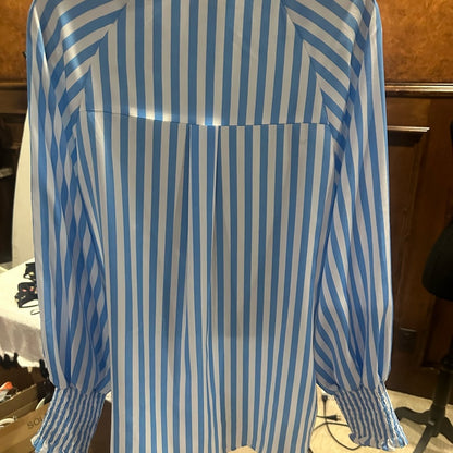 NWOT SIZE S/M BiBi Blue and White Striped Blouse