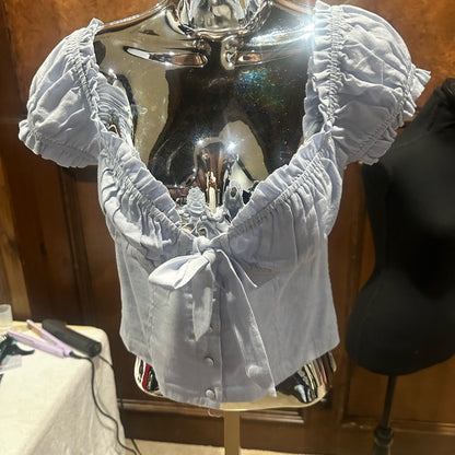 NWT SIZE 8 Princess Polly Light Blue Tie-Front Blouse