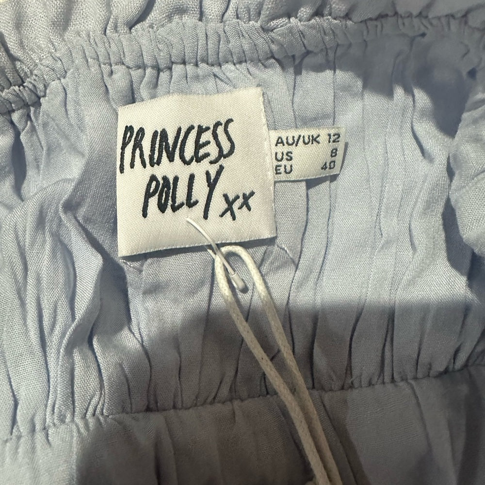 NWT SIZE 8 Princess Polly Light Blue Tie-Front Blouse