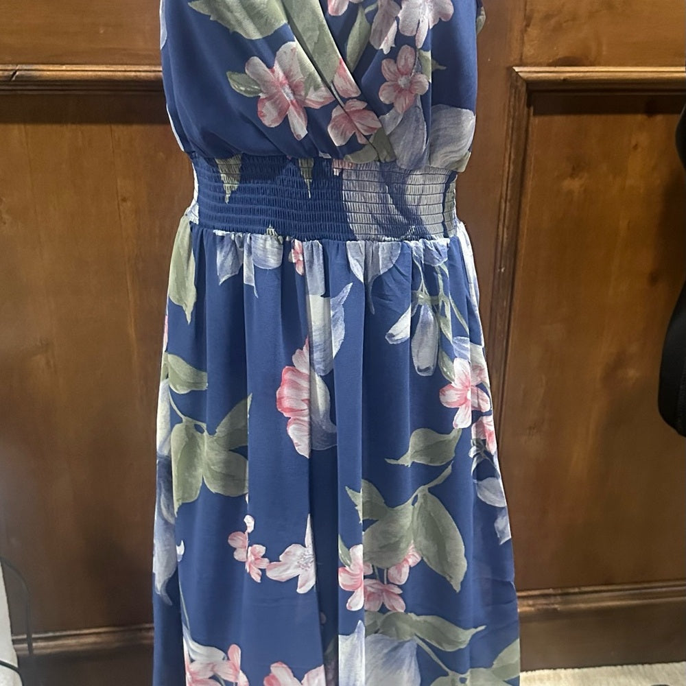 NWOT SIZE S Floral Sleeveless Jumpsuit in Blue and Pink