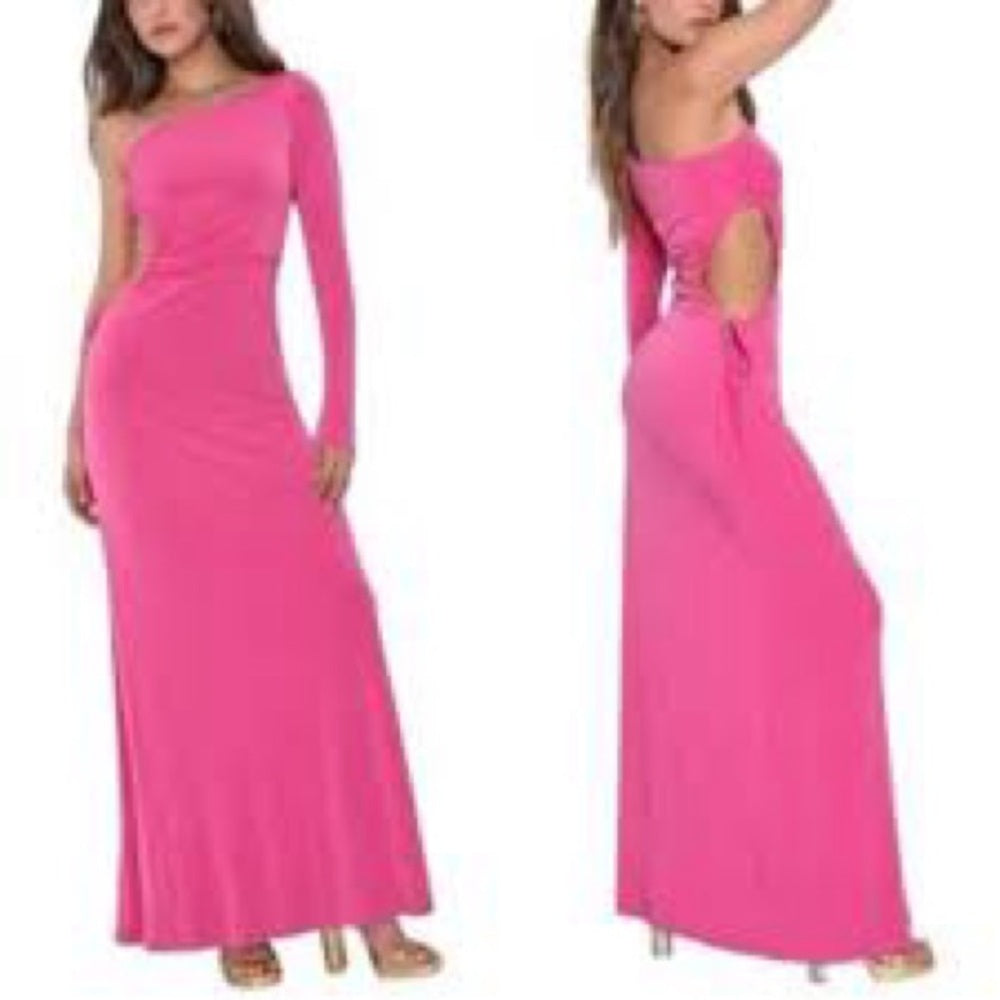 NWT SIZE M Lulu's Vibrant Pink One-Shoulder Dress