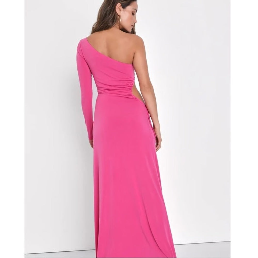 NWT SIZE M Lulu's Vibrant Pink One-Shoulder Dress