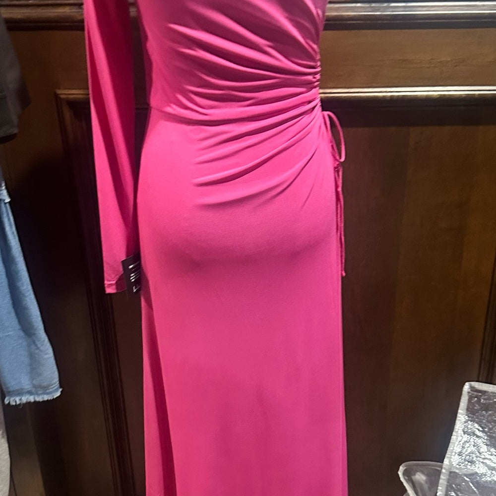 NWT SIZE M Lulu's Vibrant Pink One-Shoulder Dress