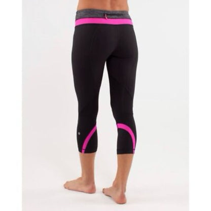 SIZE 6 Lululemon Athletica Black and Pink Leggings