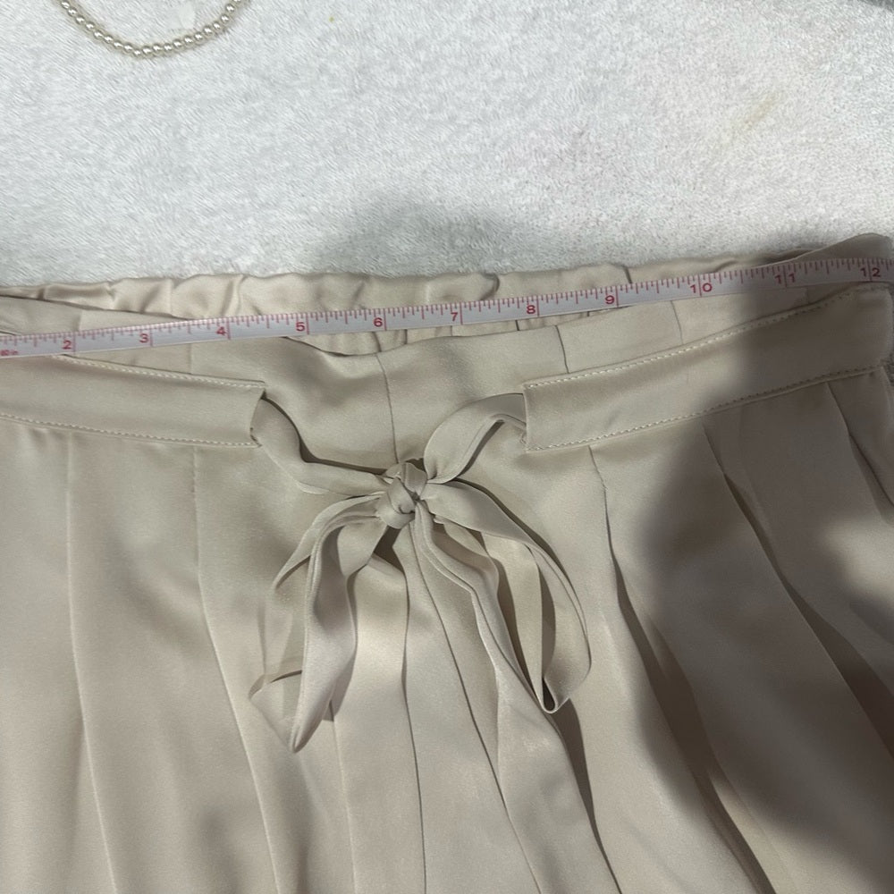 NWT SIZE XXS/S Ramy Brook Ivory Satin Tie-Waist Cropped Pants
