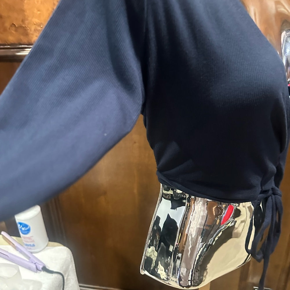 NWT SIZE M/L Mono B Elegant Black Wrap Crop Top