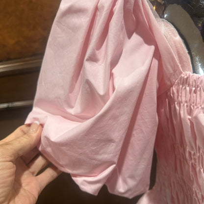 NWOT SIZE S BiBi Blush Pink Smocked Puff Sleeve Blouse