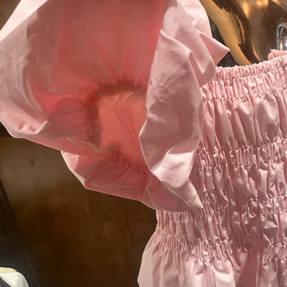 NWOT SIZE S BiBi Blush Pink Smocked Puff Sleeve Blouse