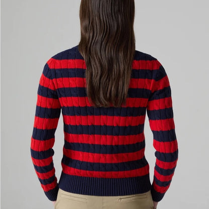 NWT SIZE XS Piombo Striped Sweater with Cable Knit Accent