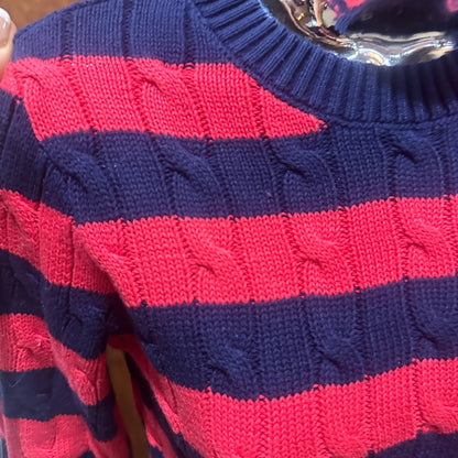 NWT SIZE XS Piombo Striped Sweater with Cable Knit Accent