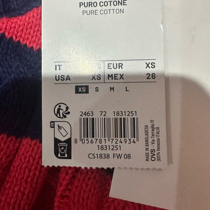 NWT SIZE XS Piombo Striped Sweater with Cable Knit Accent