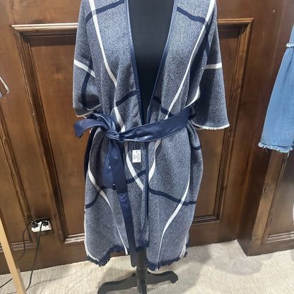 NWT SIZE OS Vince Camuto Navy Checkered Women's Cape