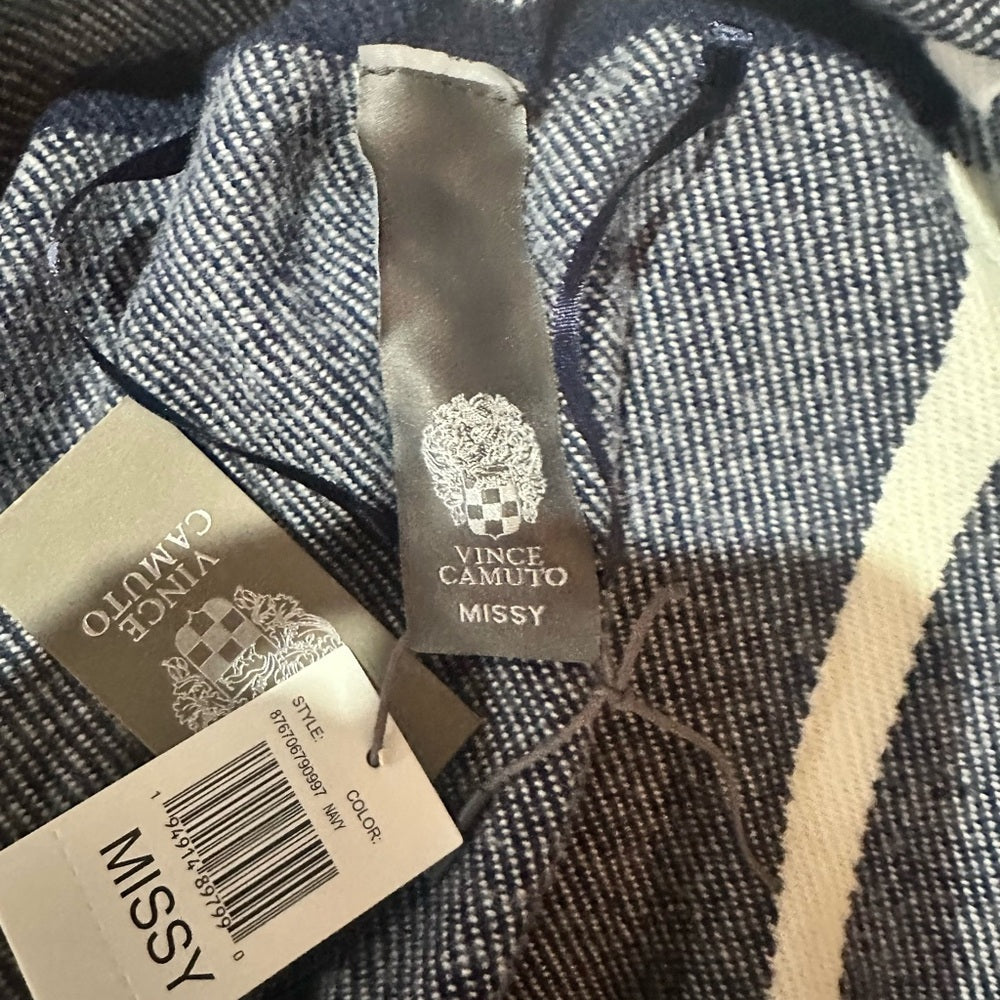 NWT SIZE OS Vince Camuto Navy Checkered Women's Cape