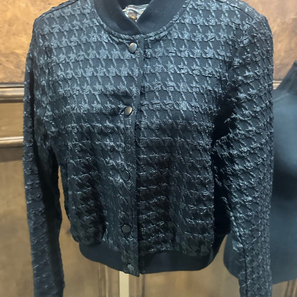 NWT SIZE XS Lulu's Black Textured Bomber Jacket