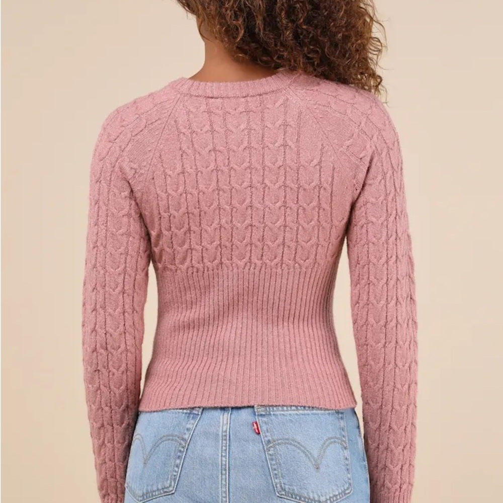 NWT SIZE XL Lulu's Blush Crew Neck Sweater