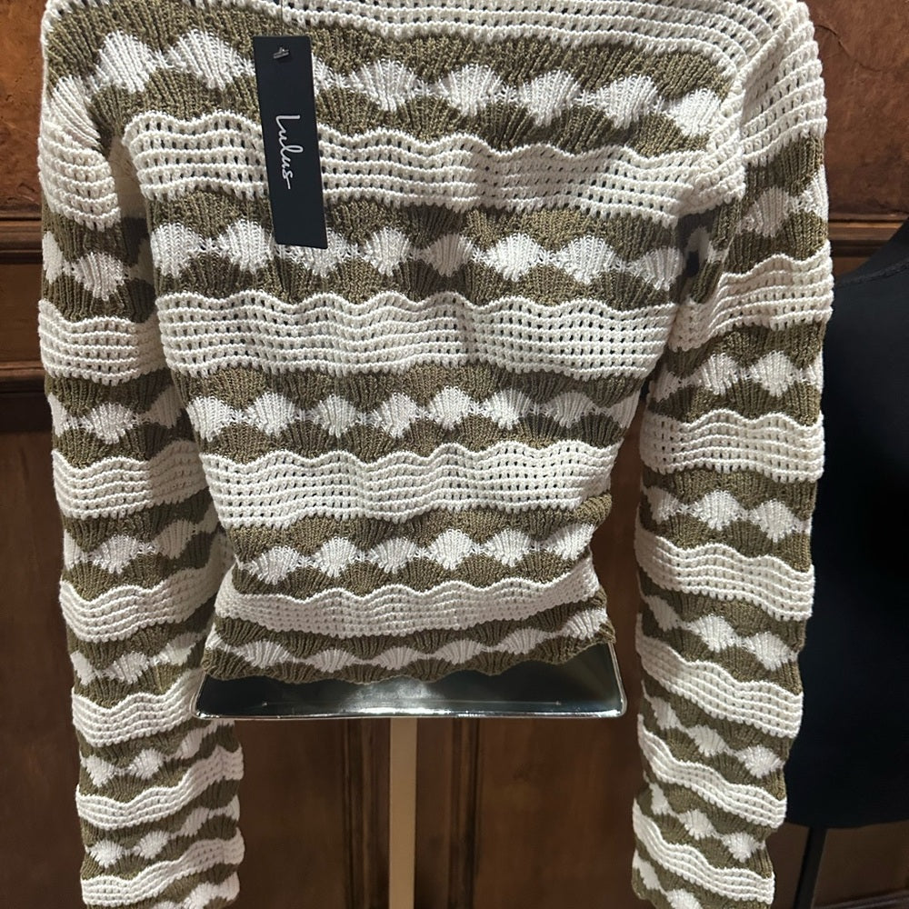 NWT SIZE XL Lulu's Olive and Cream Button-Up Cardigan