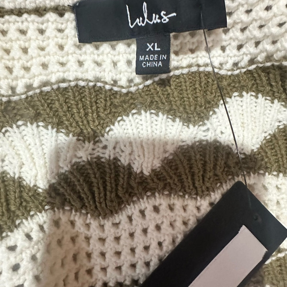 NWT SIZE XL Lulu's Olive and Cream Button-Up Cardigan